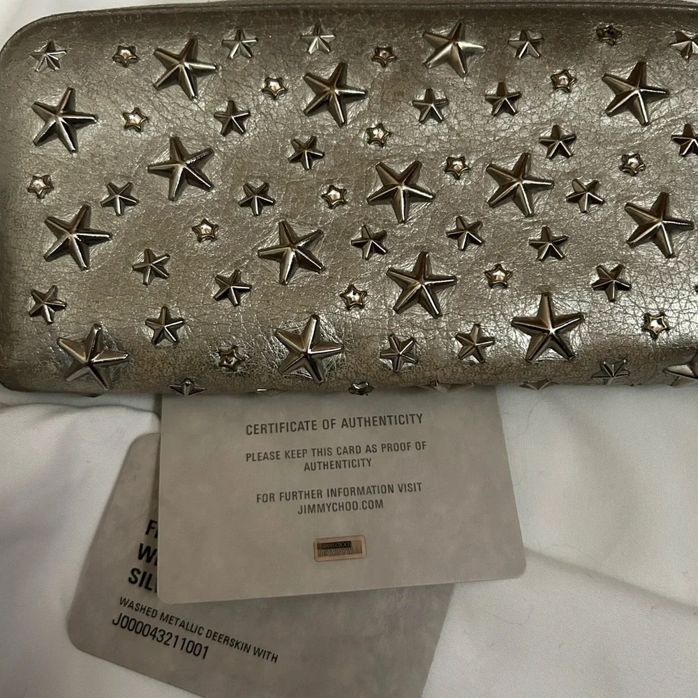 Jimmy Choo Authentic Washed Metallic Deerskin With COA/ Dust Bag/ Box